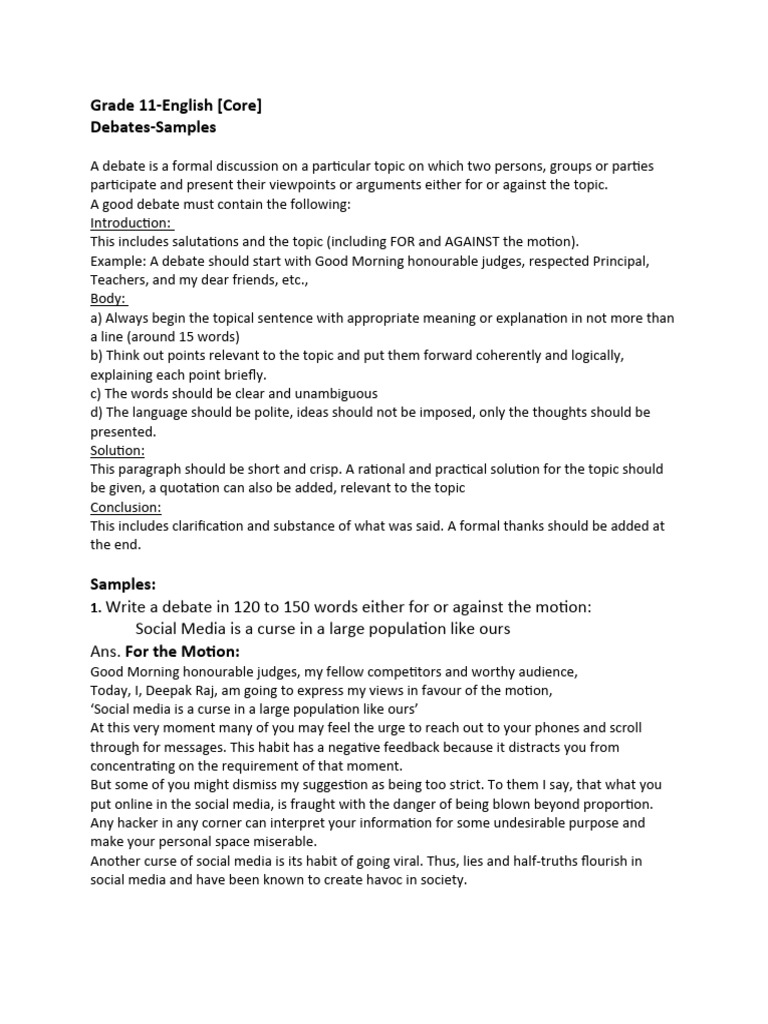 Debates-Samples 50629 | PDF | Social Media | Popular Culture & Media ...