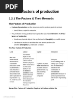 Factors of Production and Their Rewards | PDF | Labour Economics ...