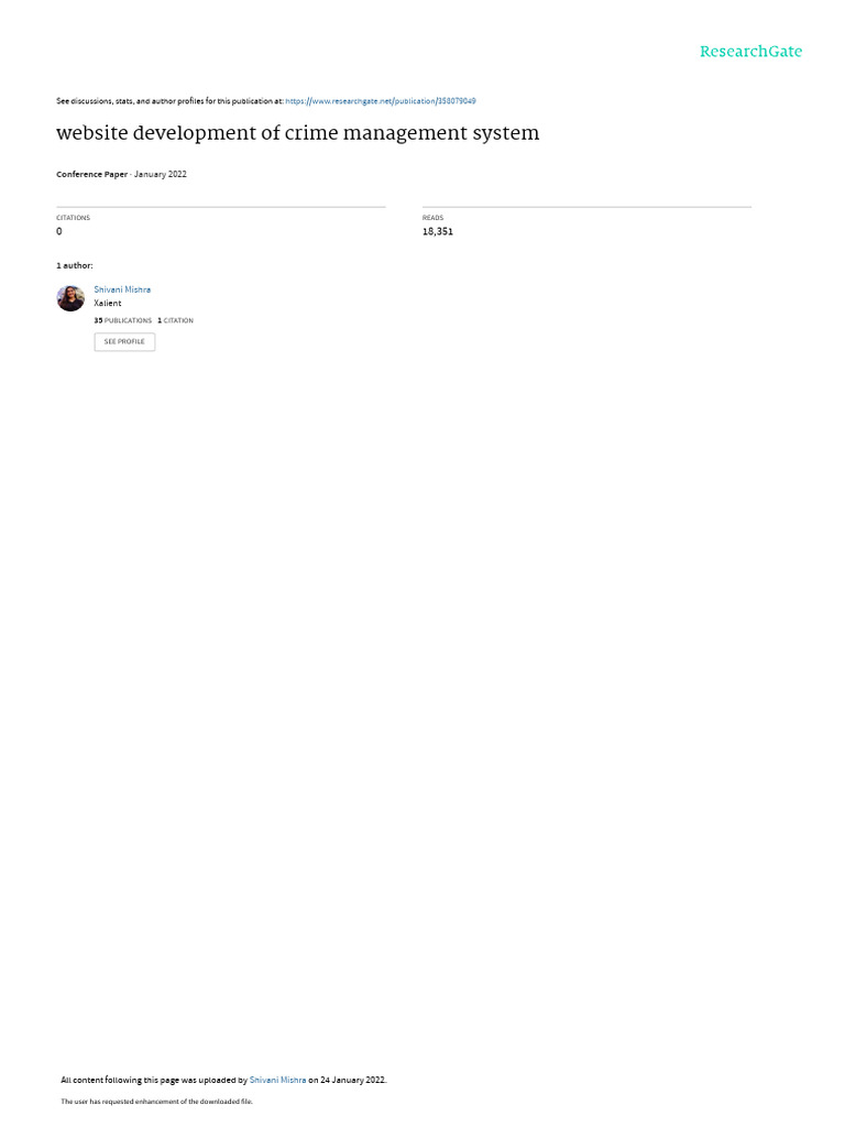 Website development of crime management system pdf php databases