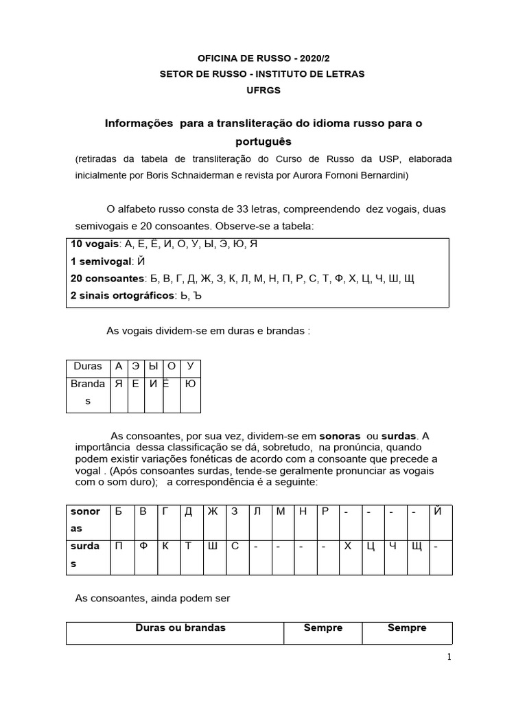 Transliteração do Russo para Português | PDF | Fonética | Escrita