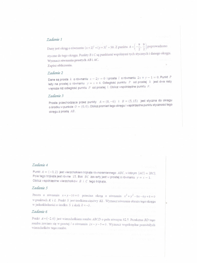 Zadania Okręgi | PDF