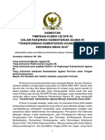 Sambutan Pimpinan Komisi VIII DPR RI Dalam Rakernas Kemenag-Senin 5 Februari 2024