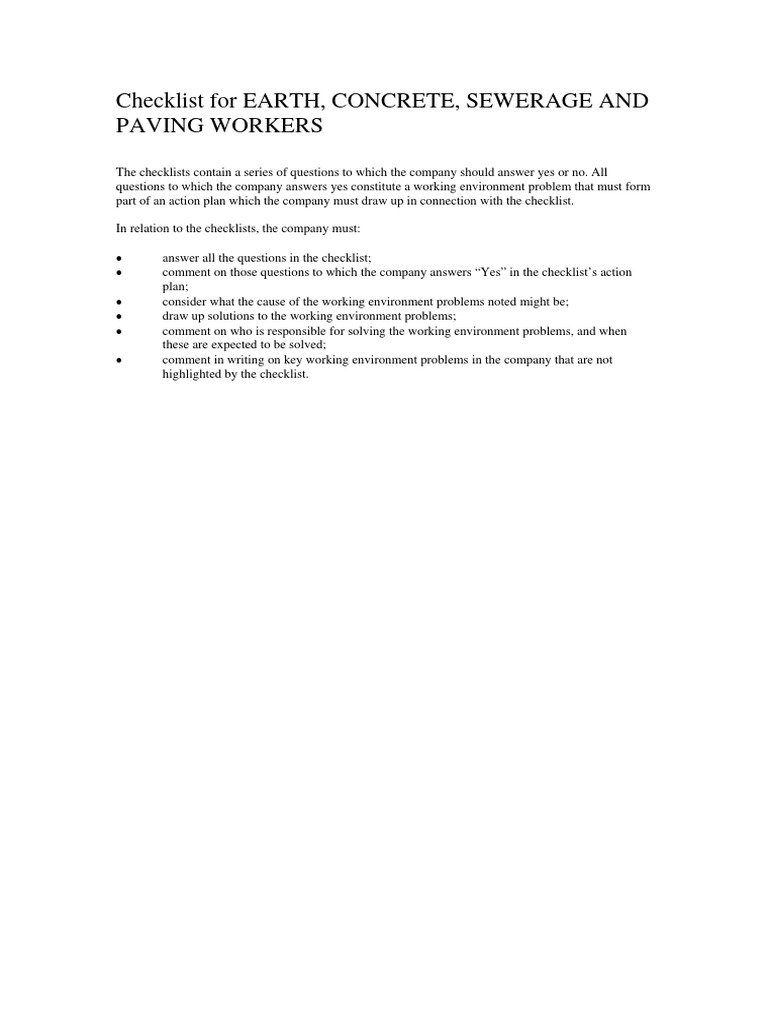 10 Checklist For EARTH Etc | PDF | Dangerous Goods | Concrete