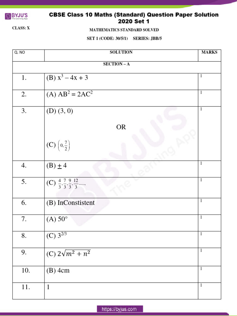CBSE CLASS 10 MATHS QUESTION PAPER 2016 PDF WITH SOLUTIONS visual data 7