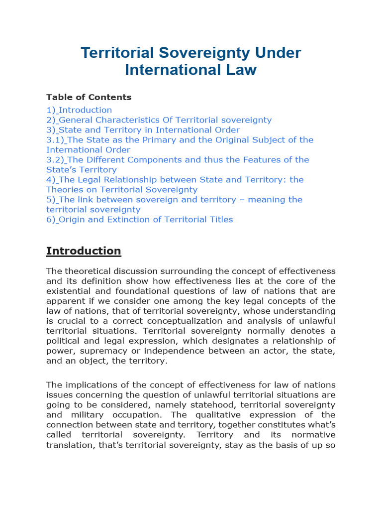 Territorial Sovereignty in International Law | PDF | Sovereign State ...