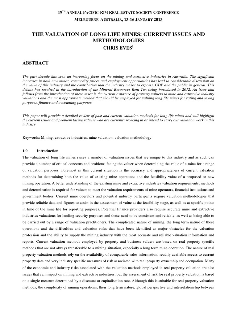eves-the-valuation-of-long-life-mines-current-issues-and-methodologies