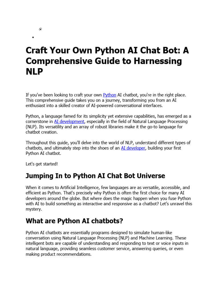 Guide Complet: Créez un Chatbot AI Python | PDF
