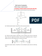 (Subjective) EE211 Linear Control Systems - Mid Term Question-1