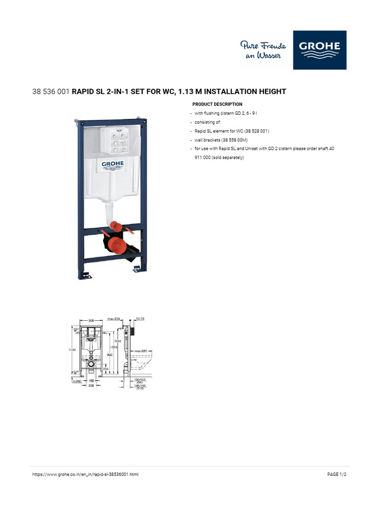 Grohe Rapid SL 2-in-1 WC Set Guide | PDF | Manufactured Goods | Equipment