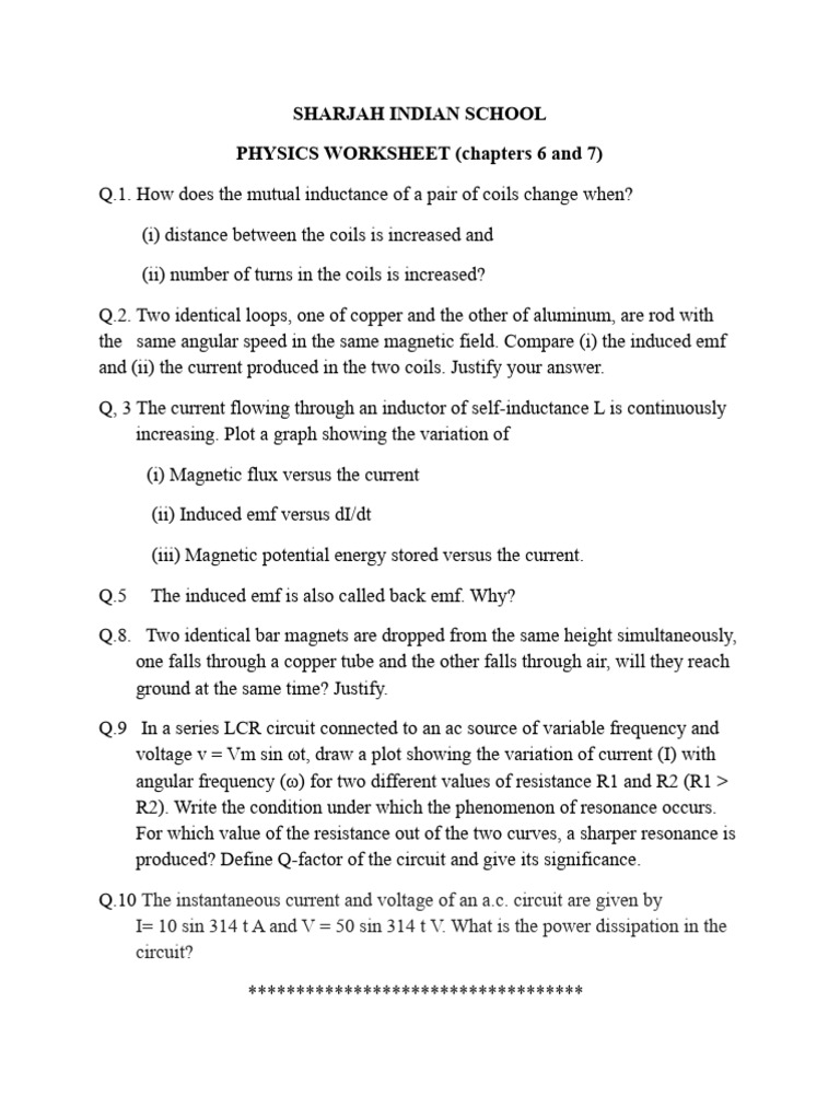 Worksheet gr 12 chap 6 7 download free pdf inductor inductance