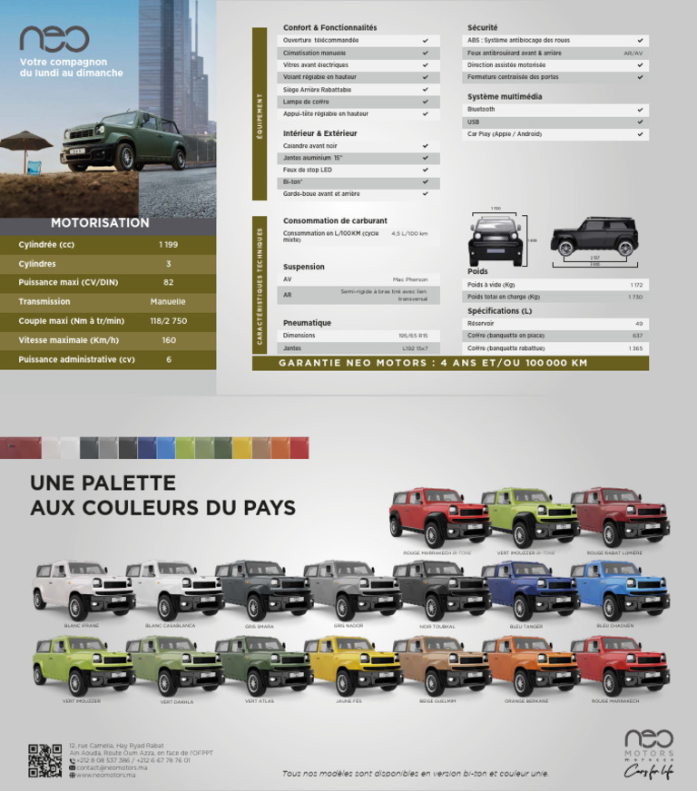 Fiche technique Neo Motors 2023 | PDF | Styles de carrosserie ...
