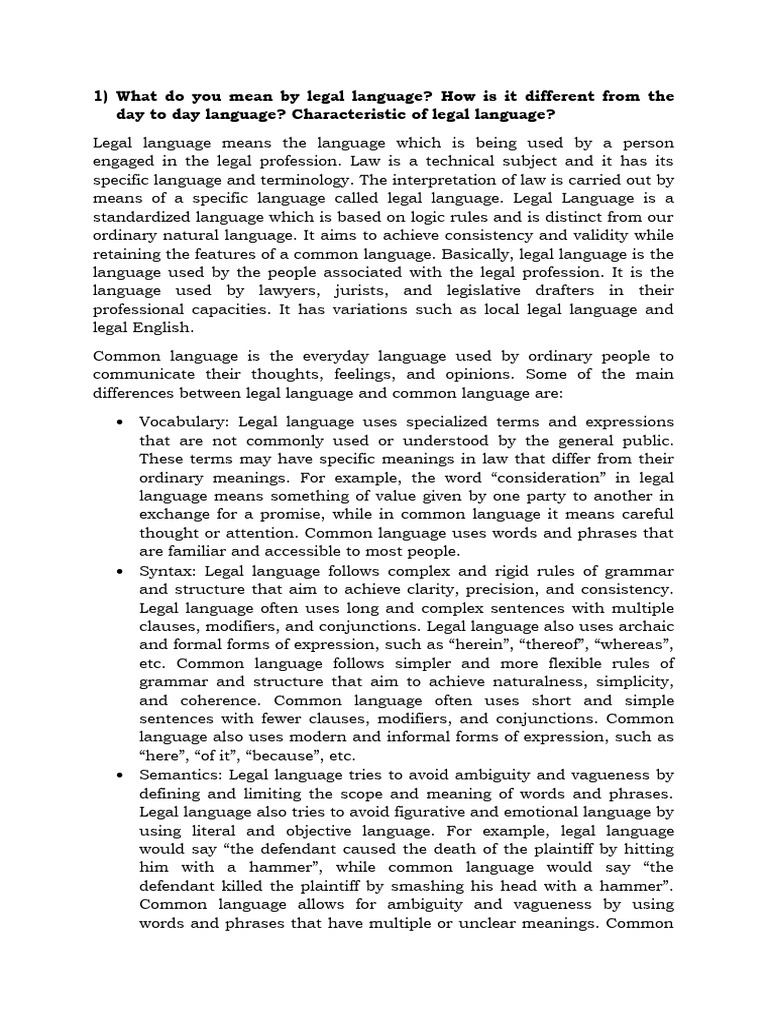 Understanding Legal Language Differences | PDF | Linguistics ...