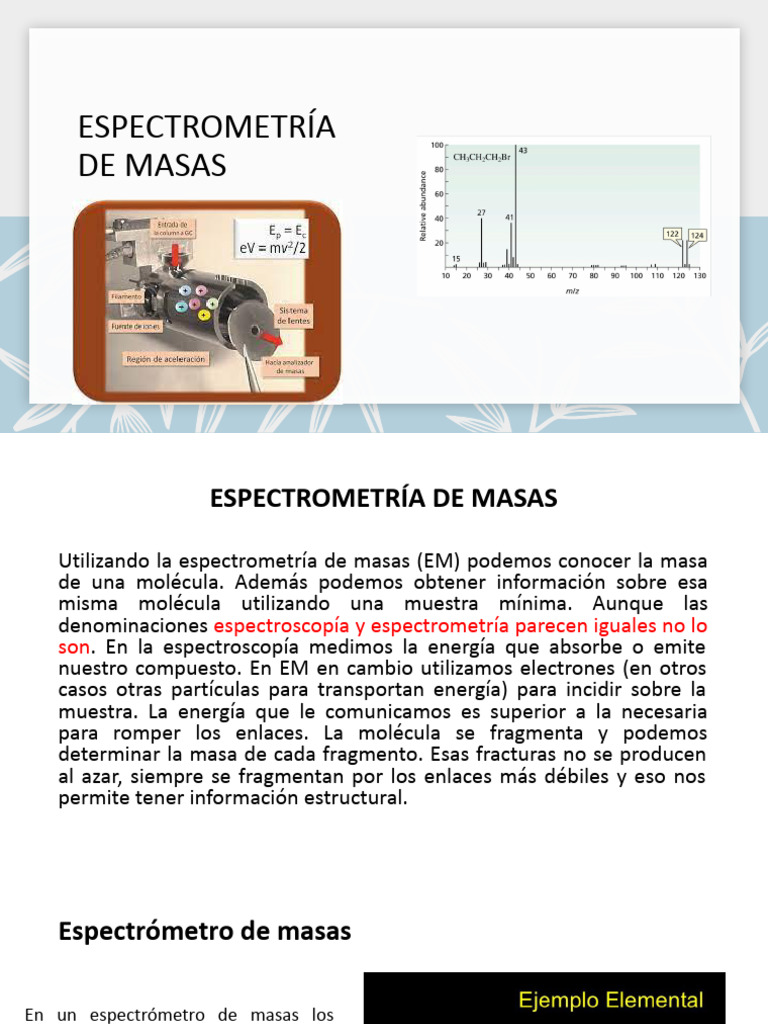 Espectrometría de Masas | PDF | Espectrometría de masas | Ionización