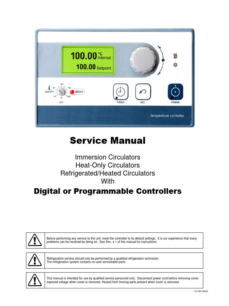 Circulator Service Manual Guide | PDF | Calibration | Power Supply