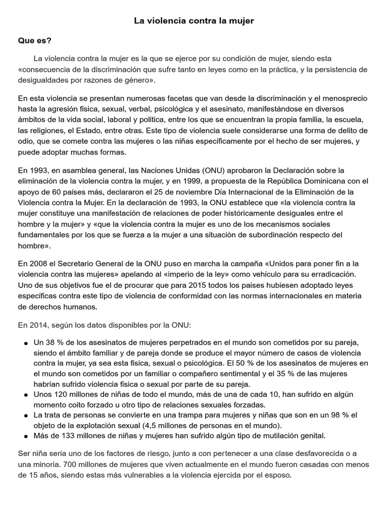 La Violencia Contra La Mujer | PDF | La violencia contra las mujeres ...