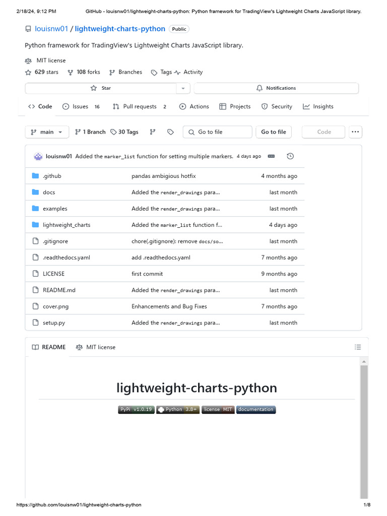 GitHub - Louisnw01 - Lightweight-Charts-Python - Python Framework For ...