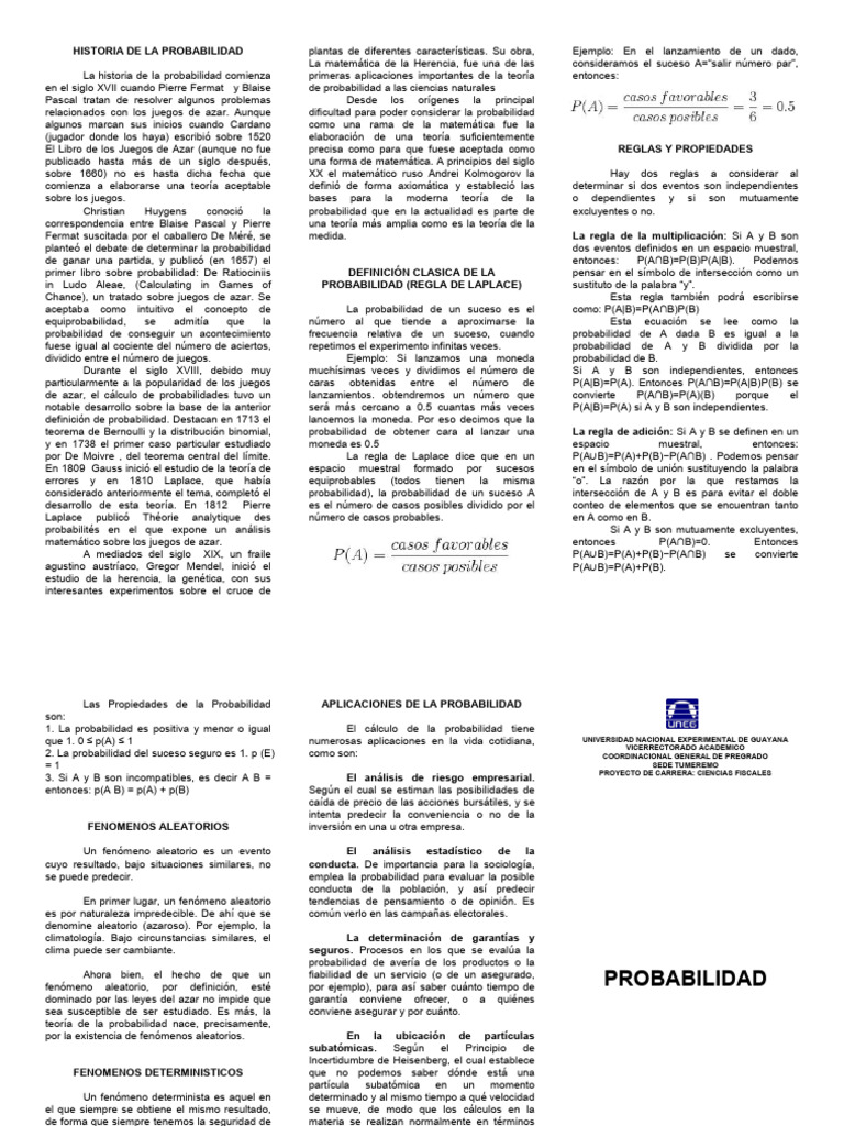 Historia y Aplicaciones de la Probabilidad | PDF | Probabilidad ...