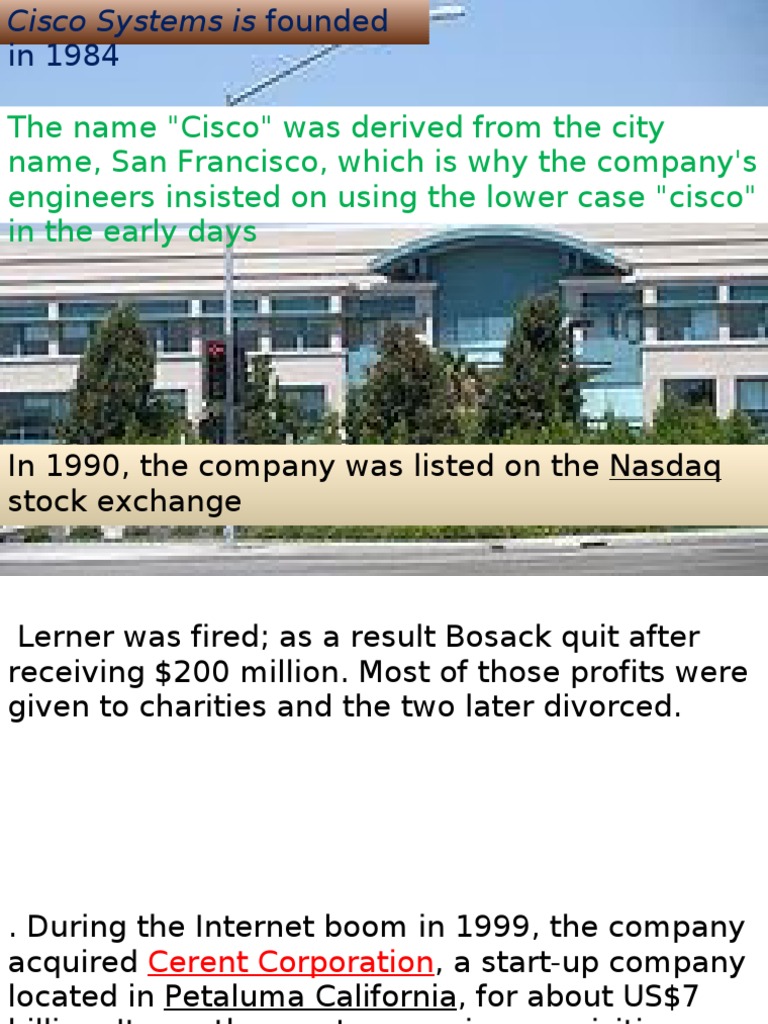 Cisco Systems: Founding and Acquisitions | PDF | Technology & Engineering