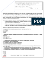 Avaliação Diagnostica Ingles 9º ano PM 