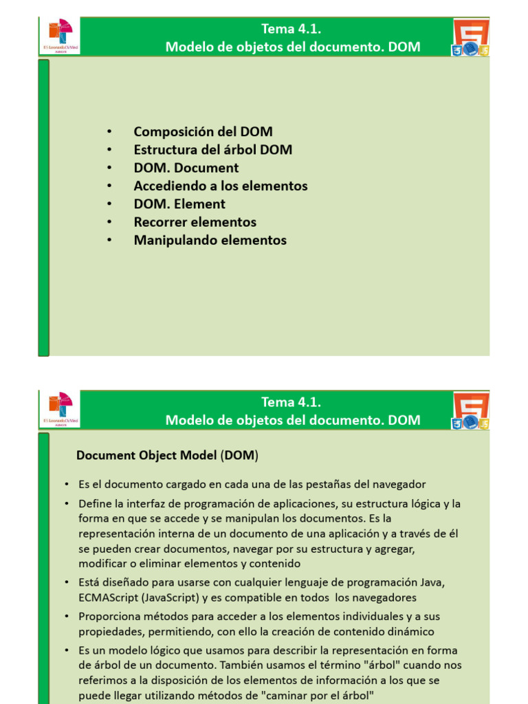 Tema 4.1. Modelo de Objetos Del Documento - DOM.PARTE1 | PDF | Modelo ...
