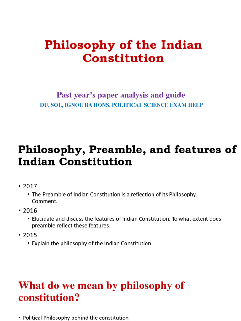 Indian Constitution Philosophy & Rights Guide | PDF | Supreme Court Of ...