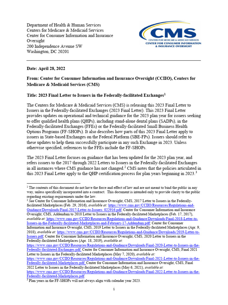 Final2023LettertoIssuers_0 PDF Medicaid Medicare (United States)