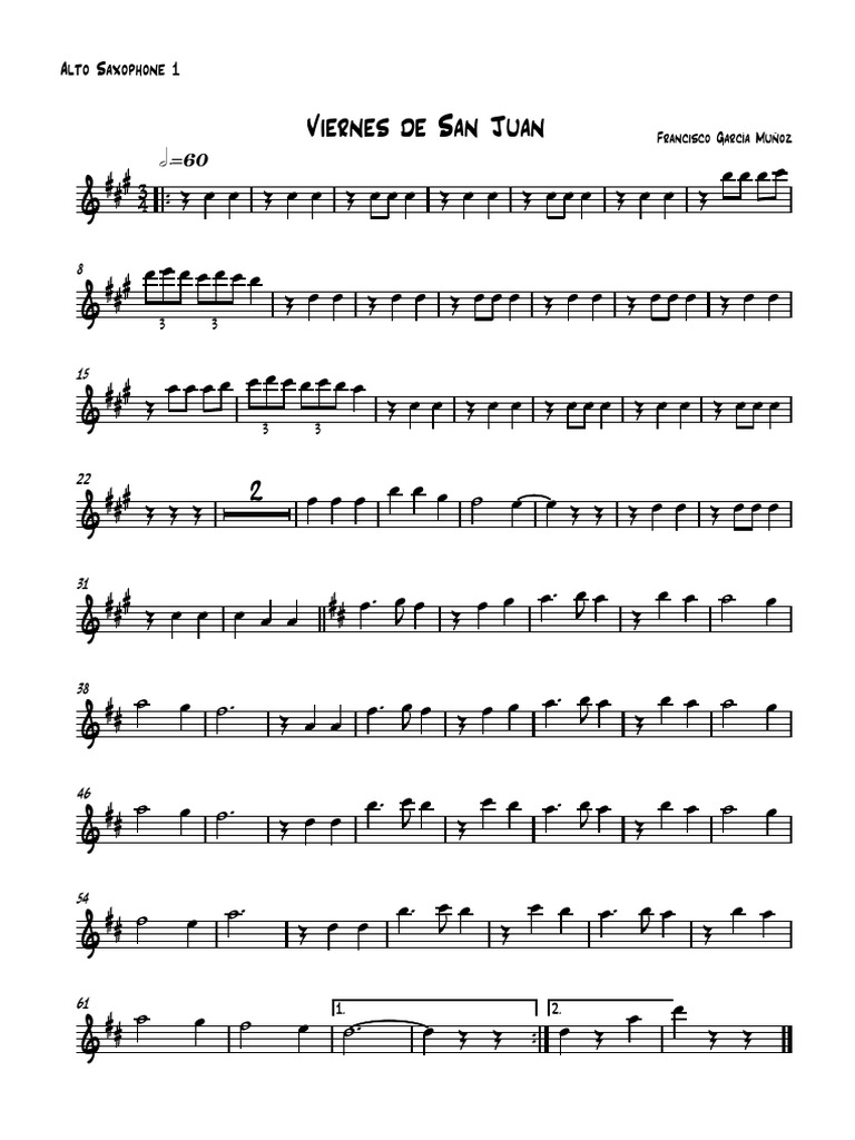 Viernes de San Juan Lenguaje Musical - Alto Saxophone 1 | PDF