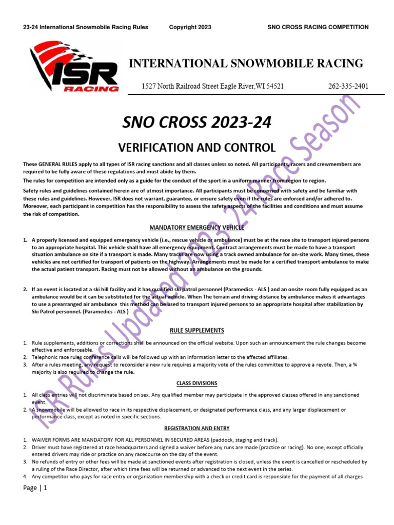 ISR Racing Sno Cross 23-24 | PDF