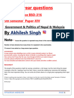 Previous Year Questions BSO-316 Government and Politics of Nepal and Malaysia