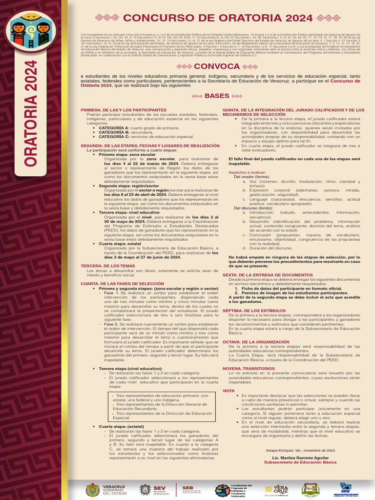 Convocatoria Concurso de Oratoria 2024 | PDF