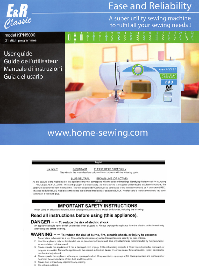 E&R Classic Sewing Machine Manual | PDF | Sewing Machine | Sewing