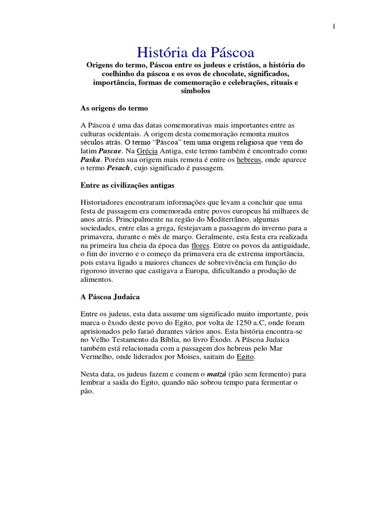 História Da Páscoa | PDF | Páscoa | Páscoa judaica, image size:768x1024