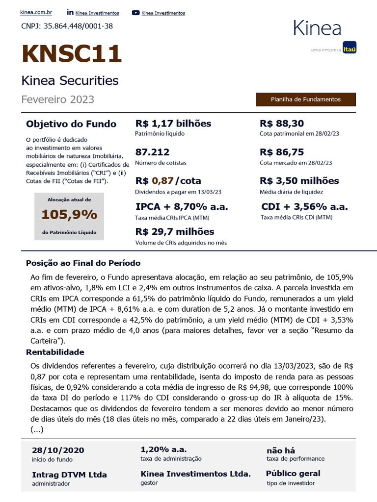 Kinea Securities: Dividendos e Rentabilidade | PDF | Business | Comércio