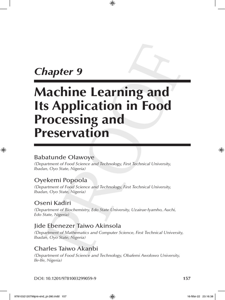 Machine Learning in Food Processing | PDF | Machine Learning ...