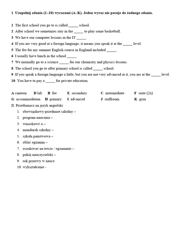 Kartk wka S ownictwo J zyk Angielski PDF