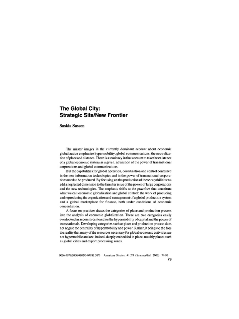 Book cover page of 3.2 The Global City by Saskia Sassen