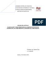 Análisis Del Artículo Clasificacion y Caracterizacion de La Gestion de Proyectos Internos en Las Pymes