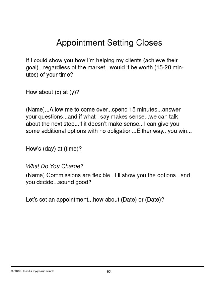 Appointment Setting Closes | PDF
