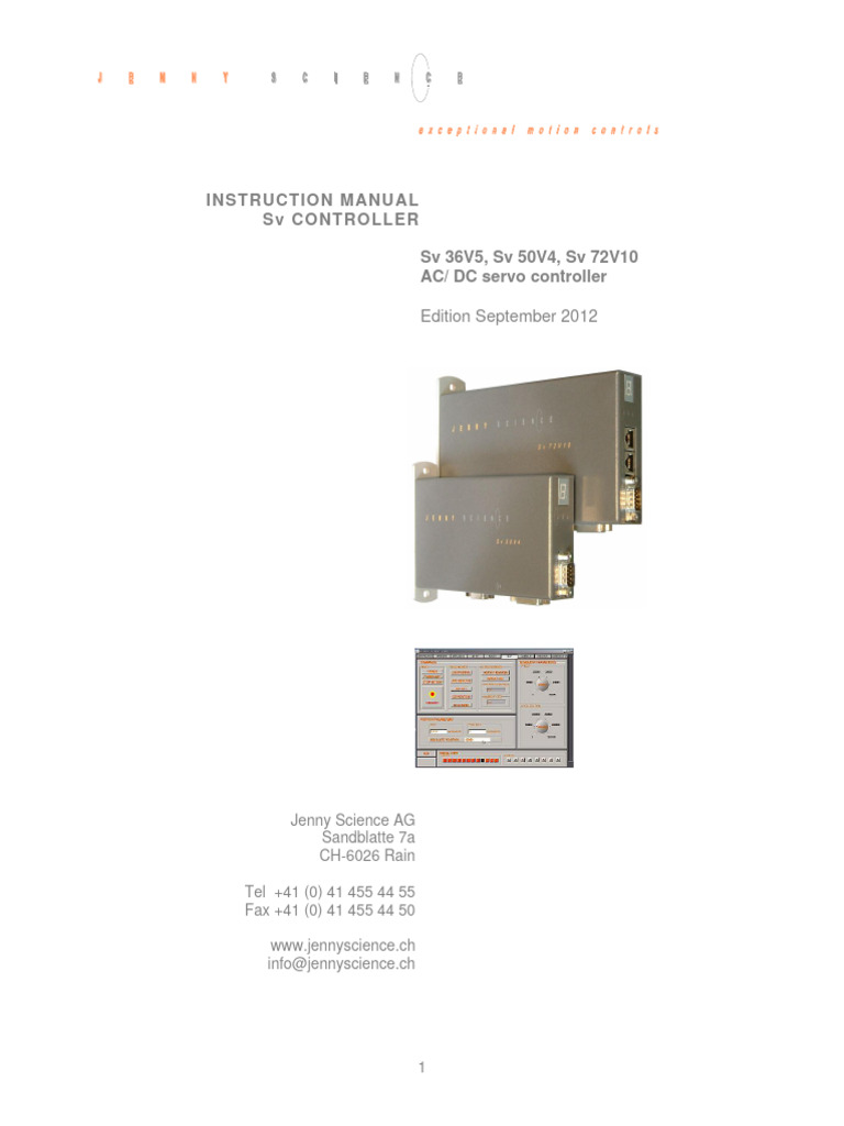 Manual Datasheet SV Servocontroller PDF Electric Motor