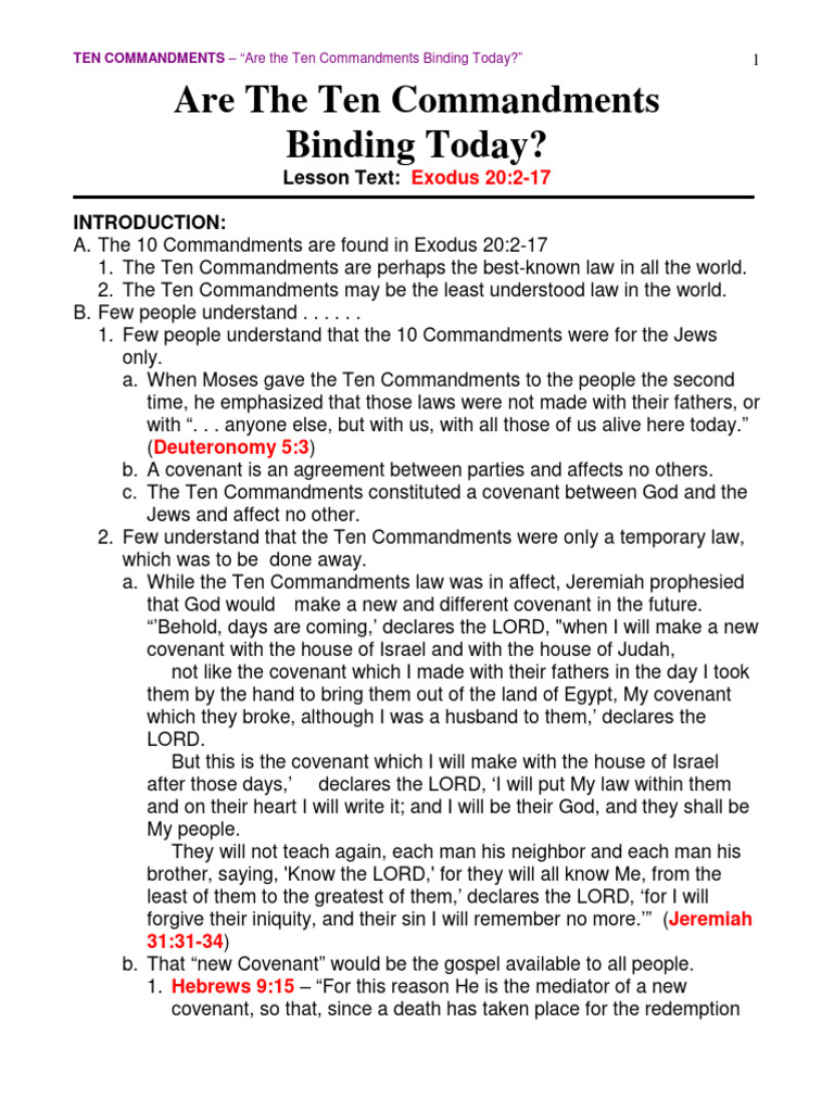 Are The Ten Commandments Binding Today | PDF | Ten Commandments | New ...