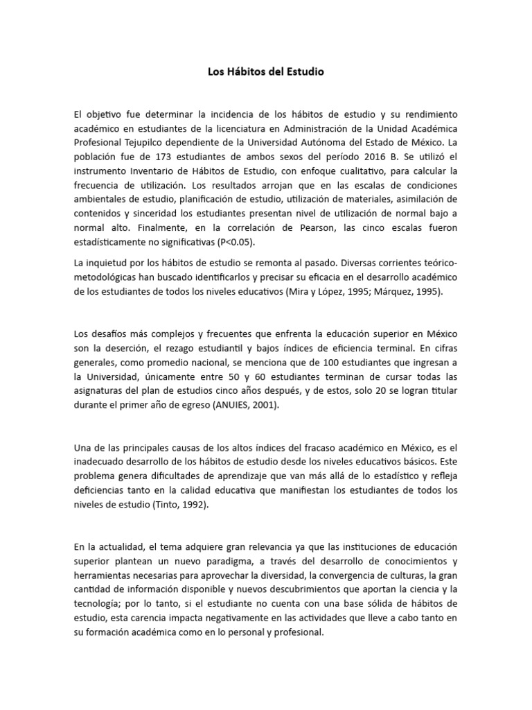 Habitos de Estudio | PDF | Crecimiento personal y profesional | Ciencia ...