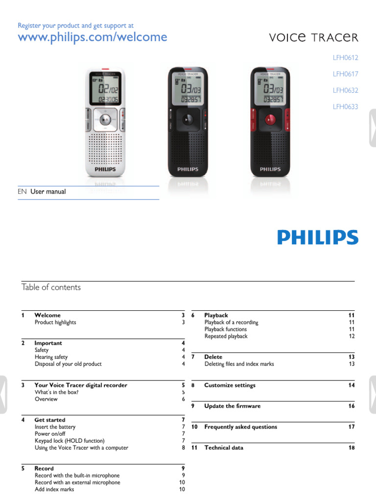 Philips Voice Tracer User Manual | PDF | Computer File | Headphones