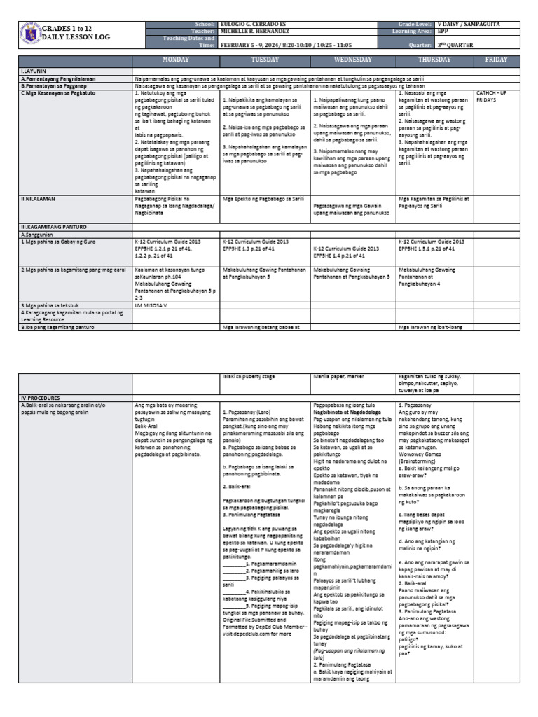 DLL - Epp 5 - Q2 - W2 | PDF