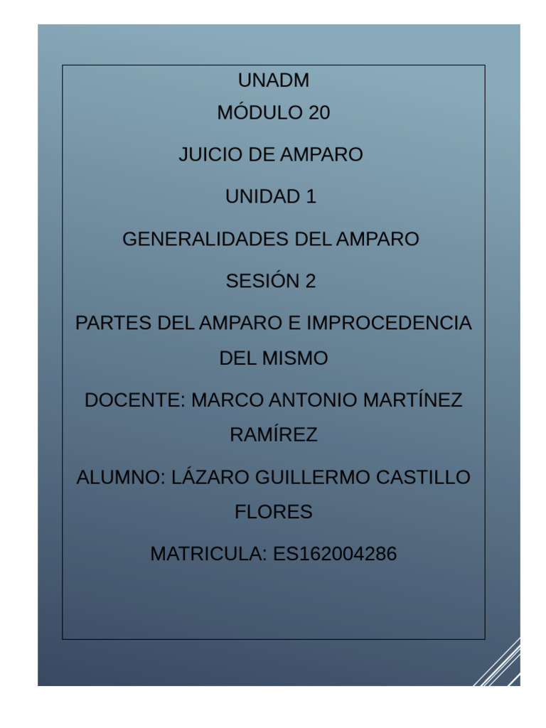 Partes e Improcedencia del Amparo | PDF | Caso de ley | Ley procesal