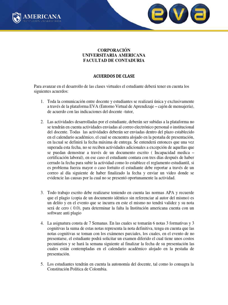 Acuerdos De Clases Pdf