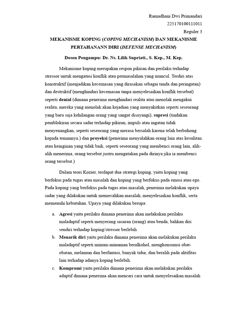Mekanisme Koping dan Denial Ekstrem | PDF