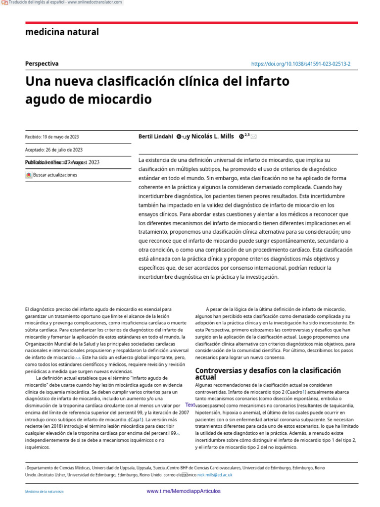 Nueva clasificación del infarto agudo de miocardio | PDF | Infarto de ...