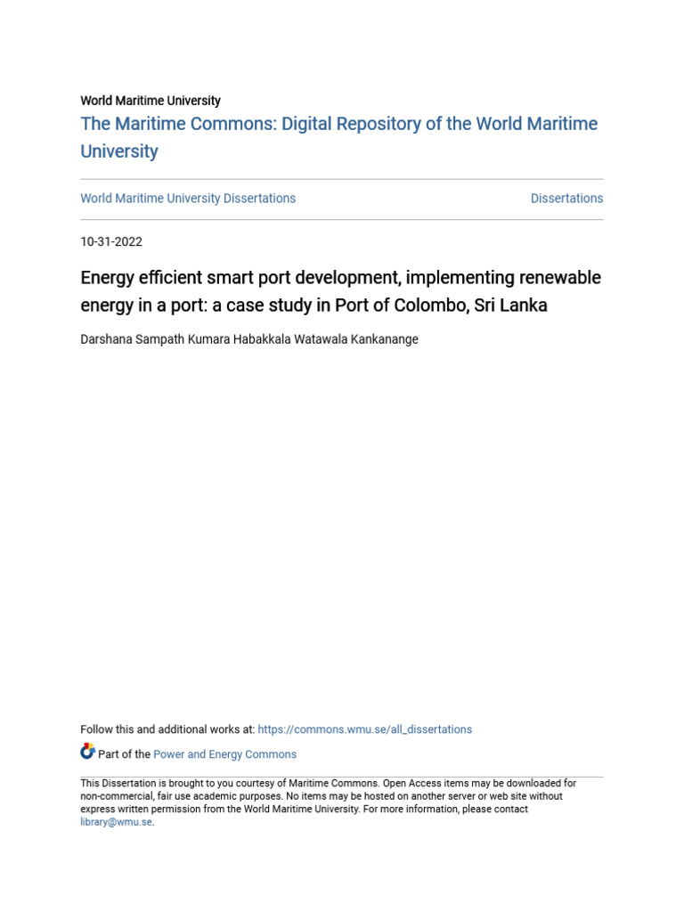 Energy Efficient Smart Port Development Implementing Renewable e | PDF ...