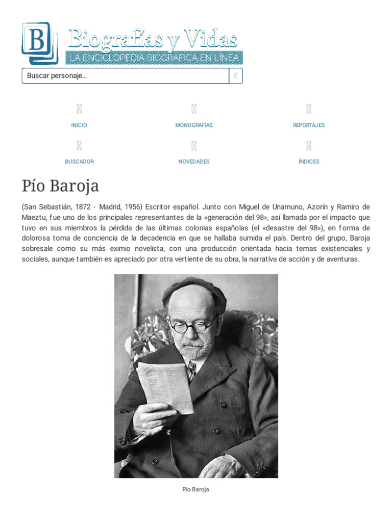 Biografía de Pío Baroja: Vida y Obras | PDF