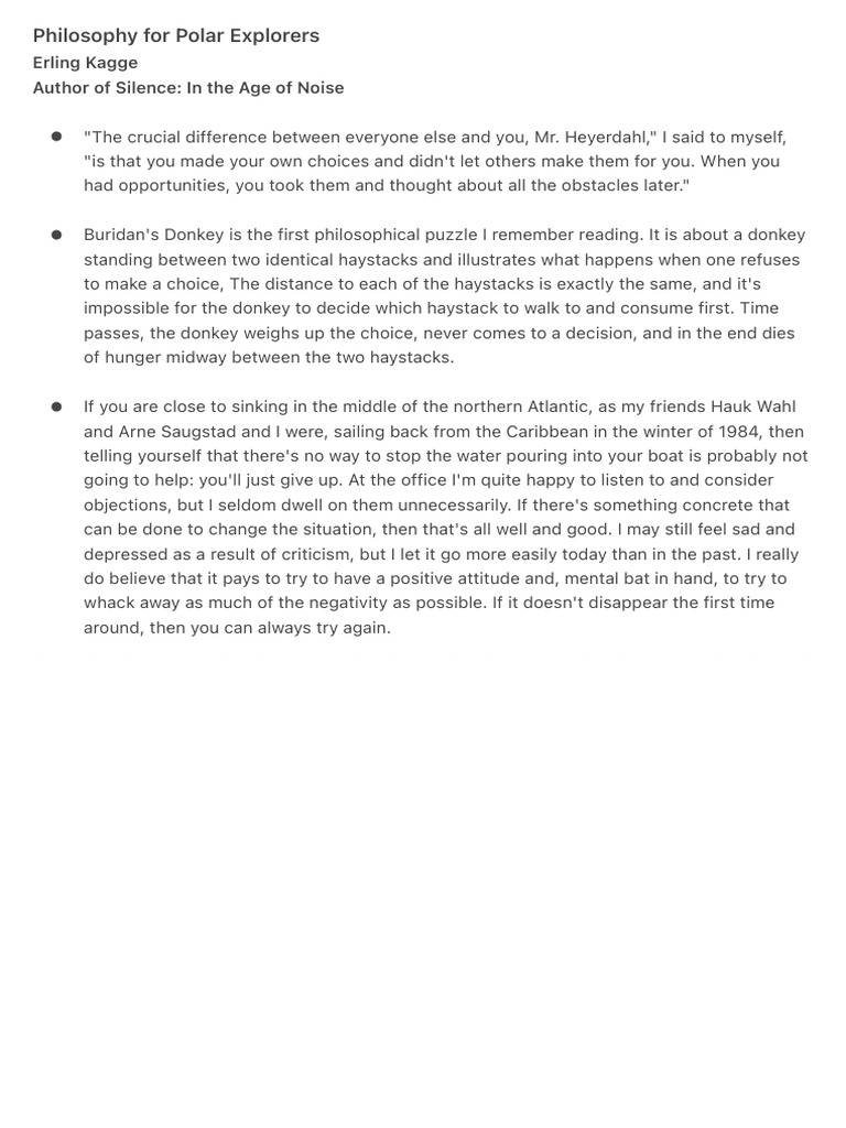 Philosophy For Polar Explorers | PDF